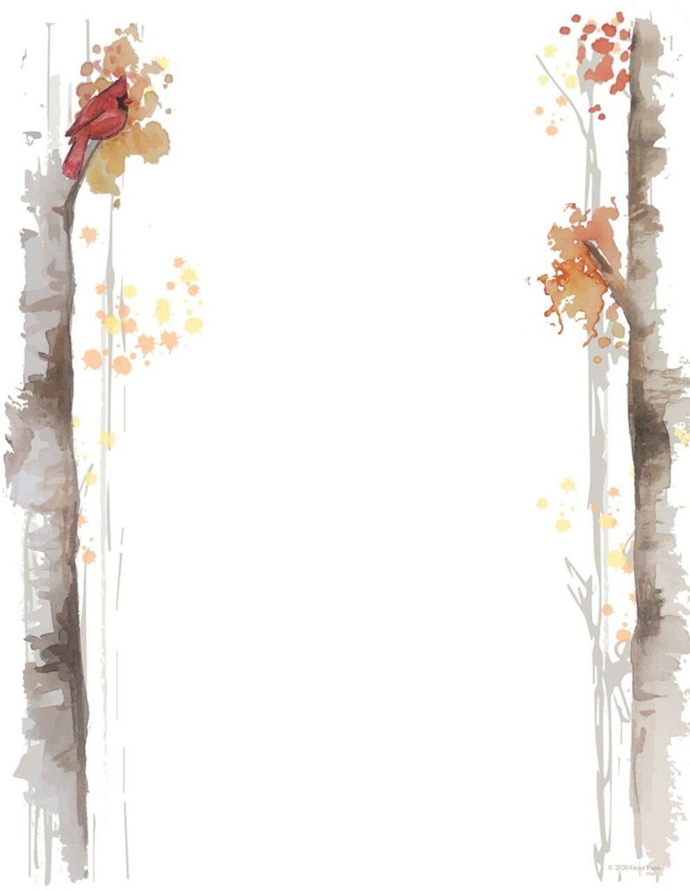 Great Papers! Fall Birch Letterhead for Invitations, Announcements and Messages, Printer Friendly 8.5" x 11", 80 Pack
